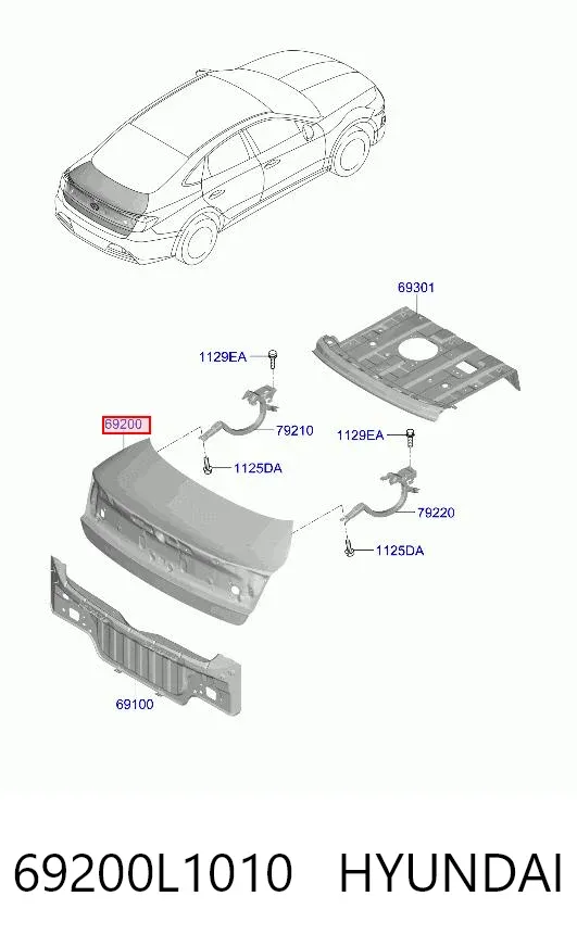 Крышка багажника 69200L1010 Hyundai/Kia