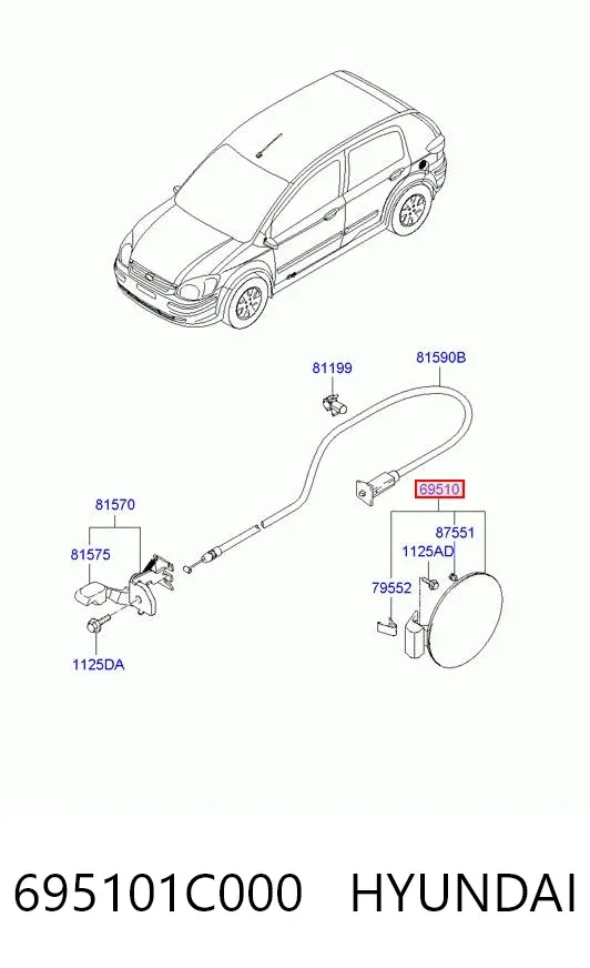 Лючок бензобака 695101C000 Hyundai/Kia