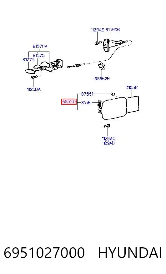 Лючок бензобака 6951027000 Hyundai/Kia