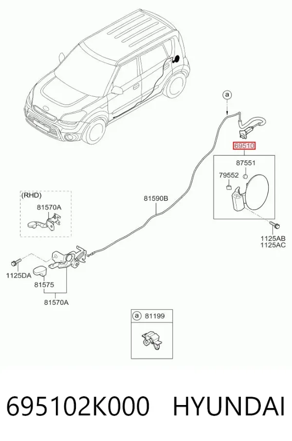 Лючок бензобака 695102K000 Hyundai/Kia