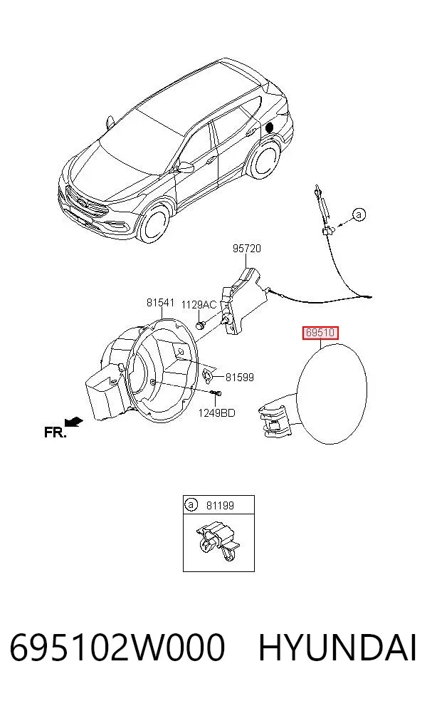 Лючок бензобака 695102W000 Hyundai/Kia