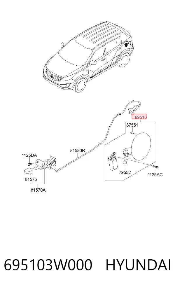 Лючок бензобака 695103W000 Hyundai/Kia