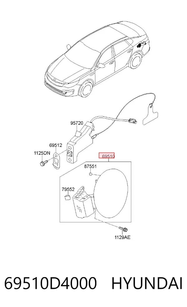 Лючок бензобака 69510D4000 Hyundai/Kia