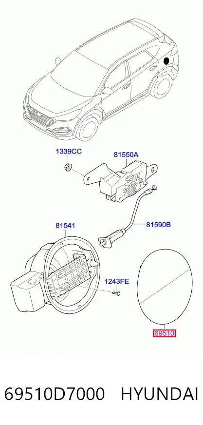 Лючок бензобака 69510D7000 Hyundai/Kia