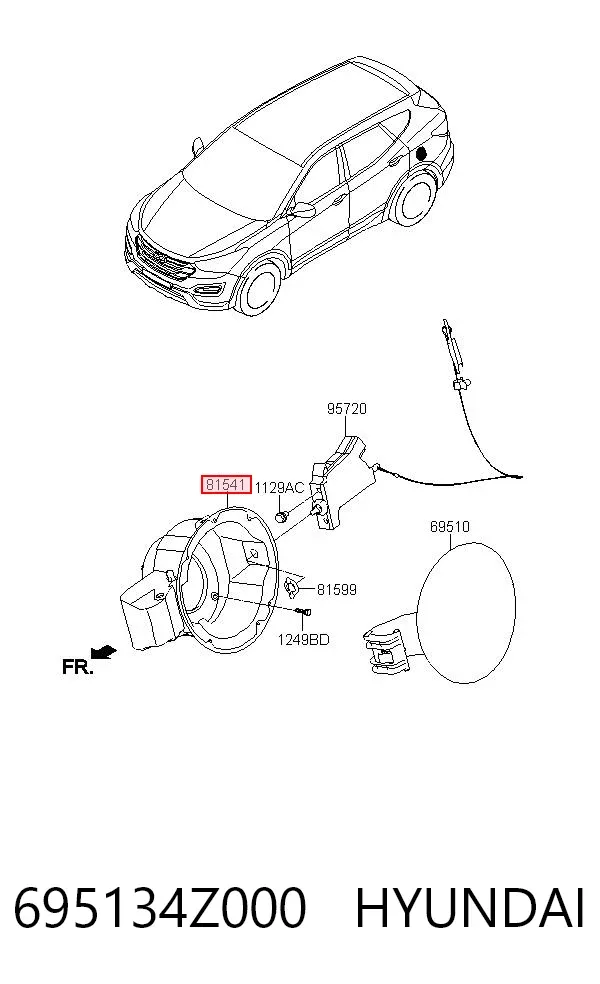 Корпус заливной горловины топливного бака 695134Z000 Hyundai/Kia