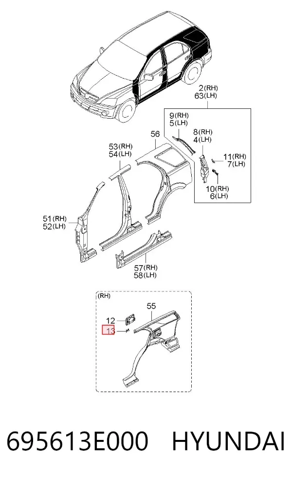  695613E000 Hyundai/Kia