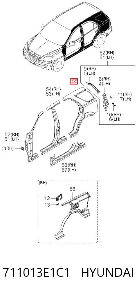 Крыло заднее левое 711013E1C1 Hyundai/Kia