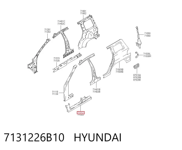 Порог внешний левый 7131226B10 Hyundai/Kia