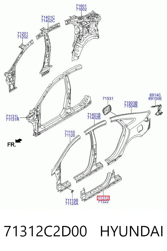 Порог внешний левый 71312C2D00 Hyundai/Kia
