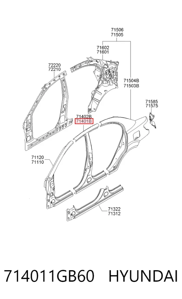 Стойка кузова центральная левая 714011GB60 Hyundai/Kia