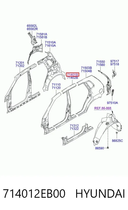 Стойка кузова центральная левая 714012EB00 Hyundai/Kia