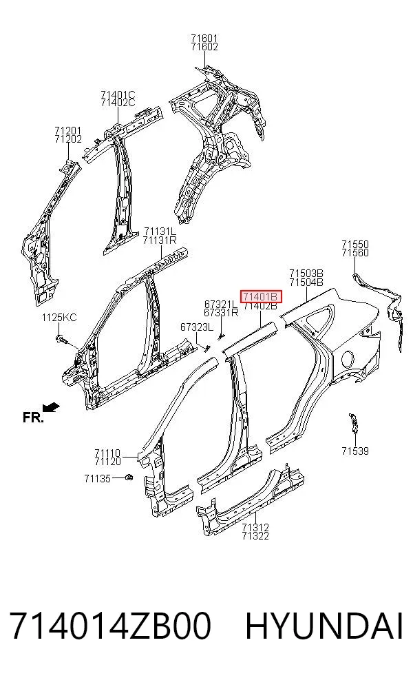 Стойка кузова центральная левая 714014ZB00 Hyundai/Kia