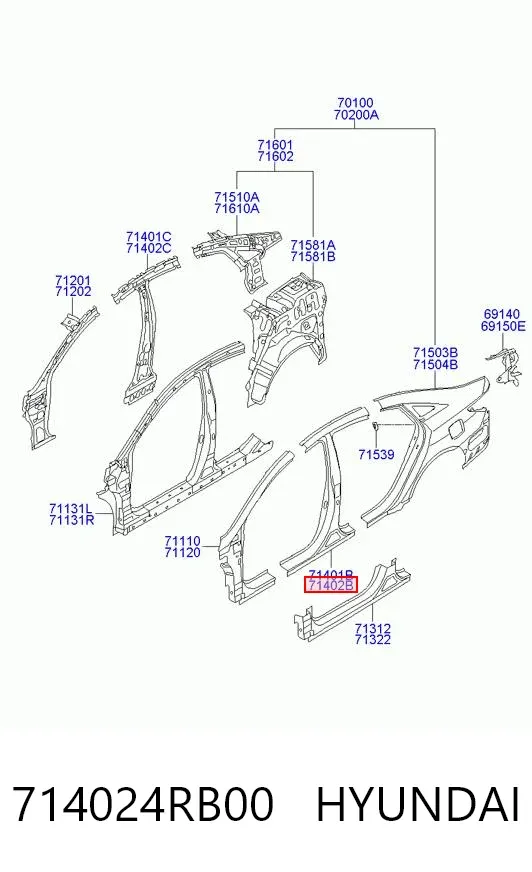 Стойка кузова 714024RB00 Hyundai/Kia