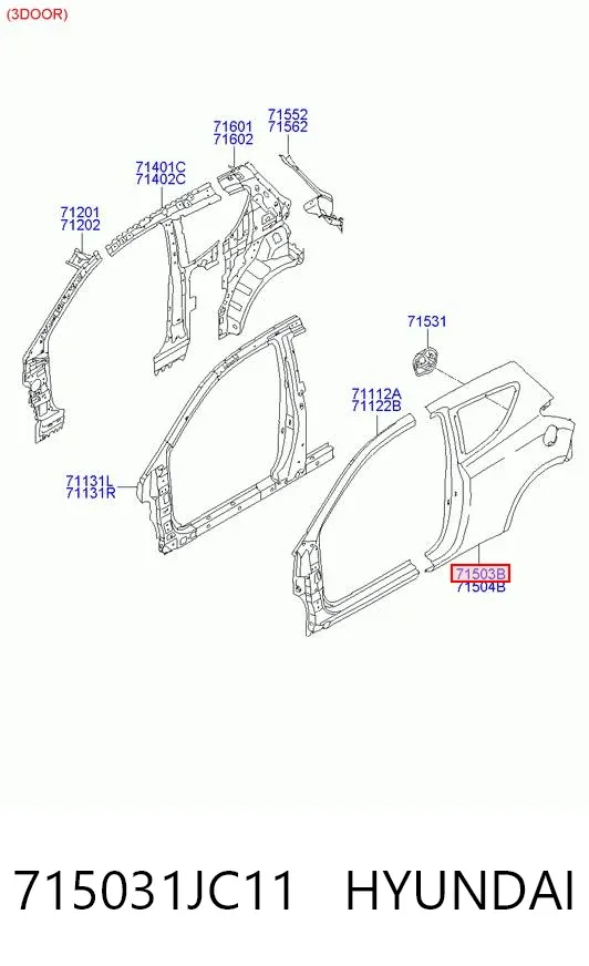 Крыло заднее левое 715031JC11 Hyundai/Kia
