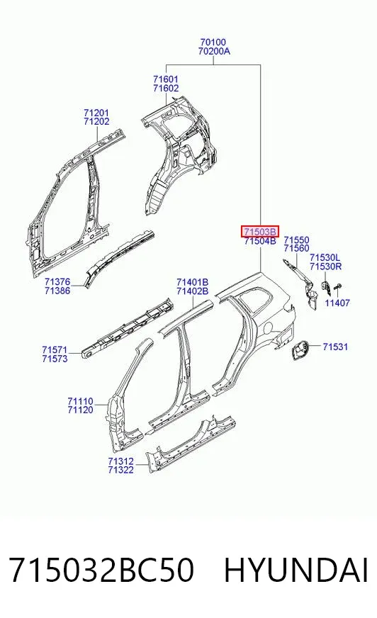 Крыло заднее левое 715032BC50 Hyundai/Kia