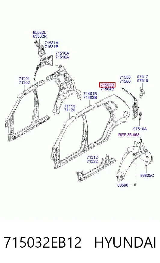 Крыло заднее левое 715032EB12 Hyundai/Kia