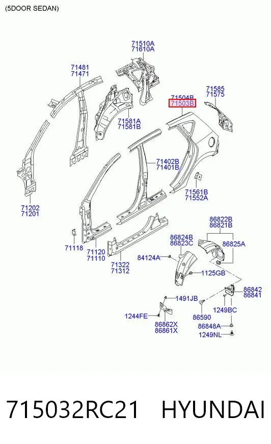 Крыло заднее левое 715032RC21 Hyundai/Kia