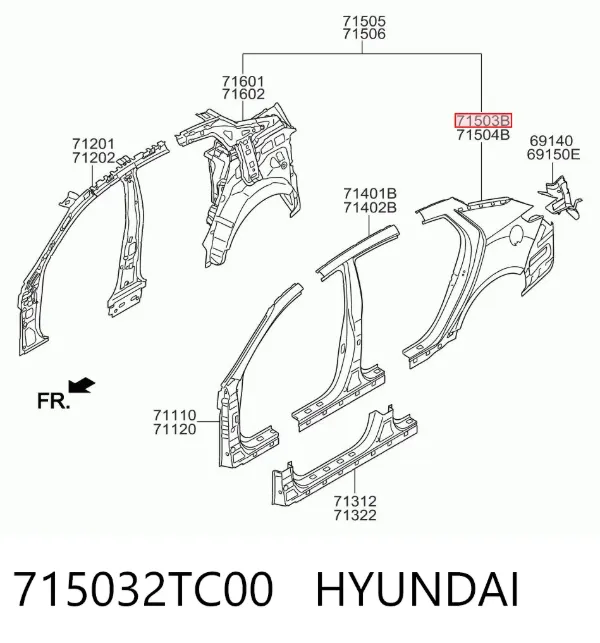 Крыло заднее левое 715032TC00 Hyundai/Kia