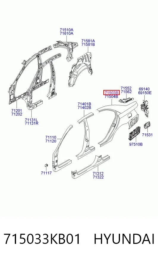 Крыло заднее левое 715033KB01 Hyundai/Kia