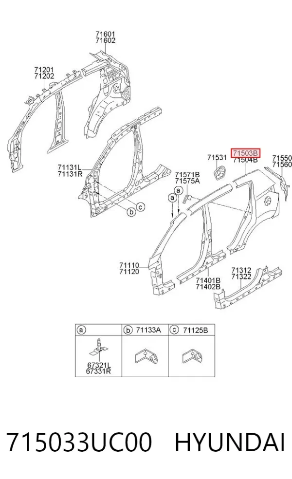 Крыло заднее левое 715033UC00 Hyundai/Kia