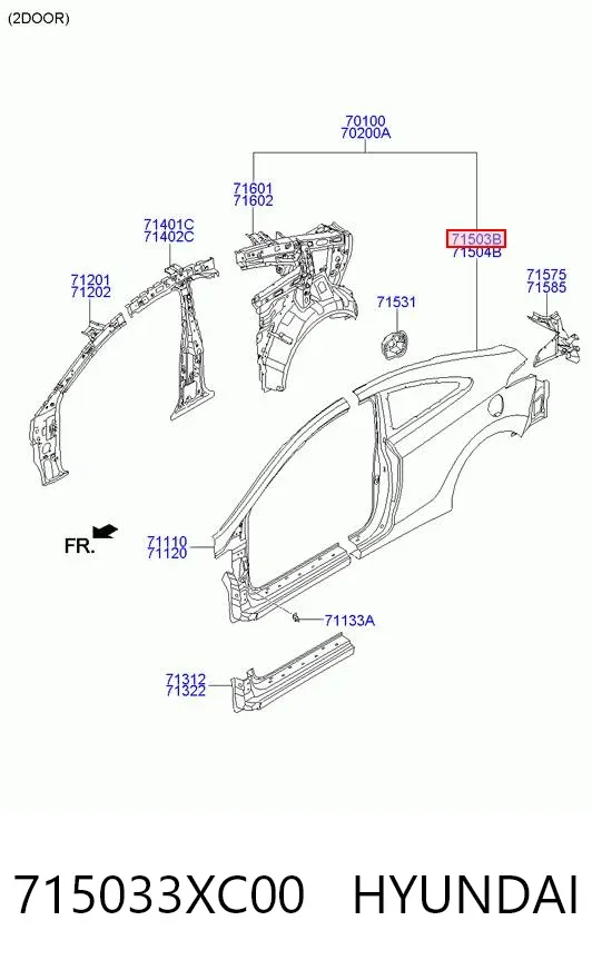 Крыло заднее левое 715033XC00 Hyundai/Kia