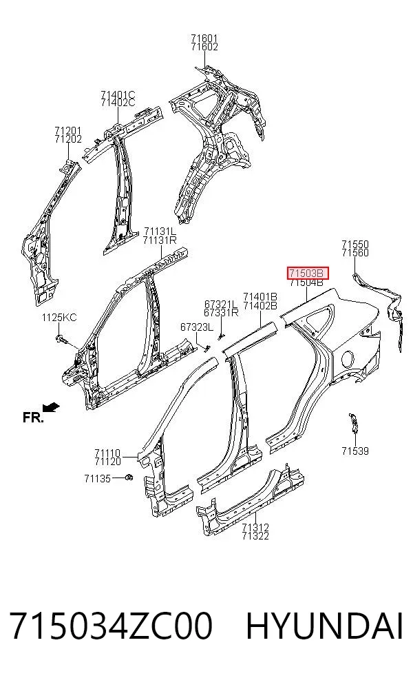 Крыло заднее левое 715034ZC00 Hyundai/Kia