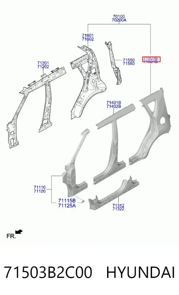 Крыло заднее левое 71503B2C00 Hyundai/Kia