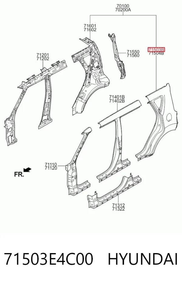 Крыло заднее левое 71503E4C00 Hyundai/Kia