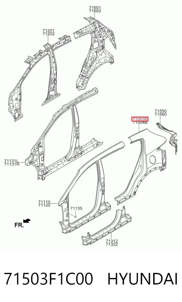 Крыло заднее левое 71503F1C00 Hyundai/Kia
