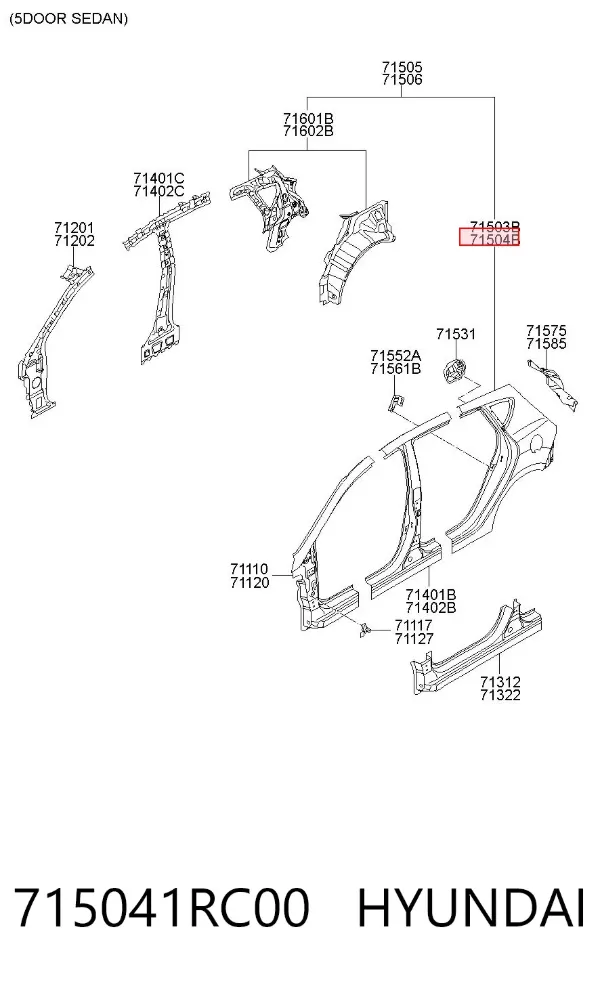 Крыло заднее правое 715041RC00 Hyundai/Kia