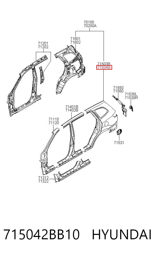 Крыло заднее правое 715042BB10 Hyundai/Kia