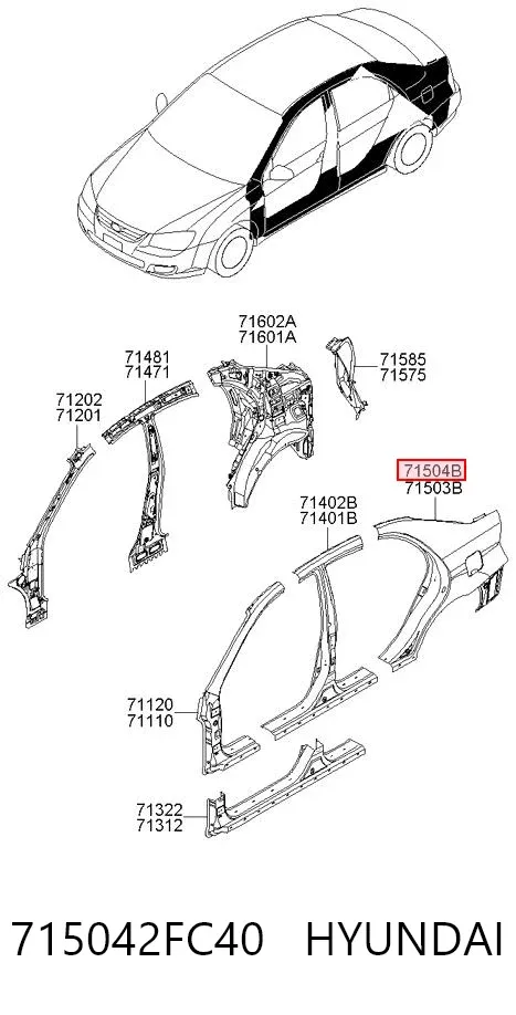 Крыло заднее правое 715042FC40 Hyundai/Kia