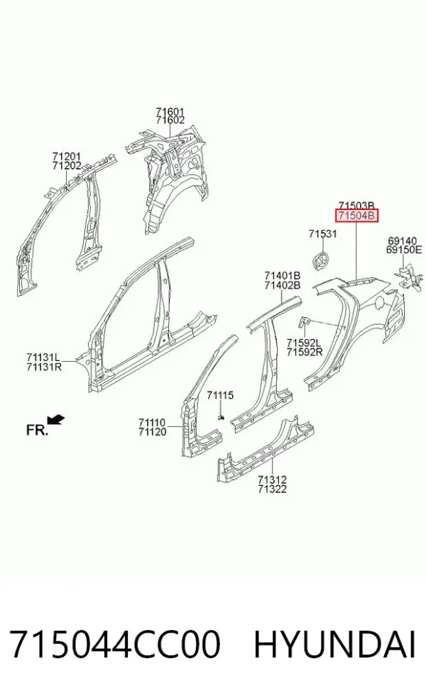 Крыло заднее правое 715044CC00 Hyundai/Kia
