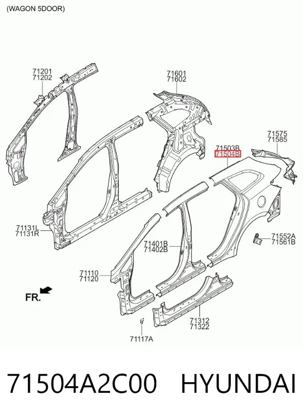 Крыло заднее правое 71504A2C00 Hyundai/Kia