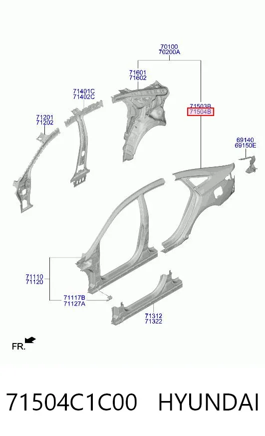 Крыло заднее правое 71504C1C00 Hyundai/Kia