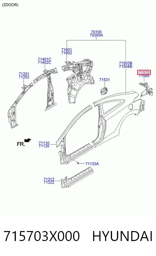 Панель крепления задних фонарей 715703X000 Hyundai/Kia