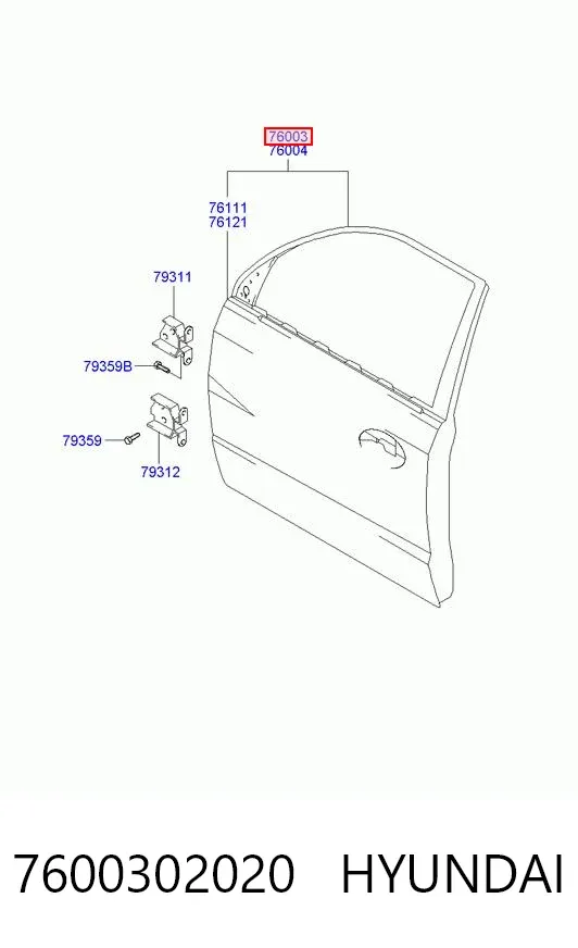 Дверь передняя левая 7600302020 Hyundai/Kia