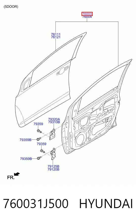 Дверь передняя левая 760031J500 Hyundai/Kia