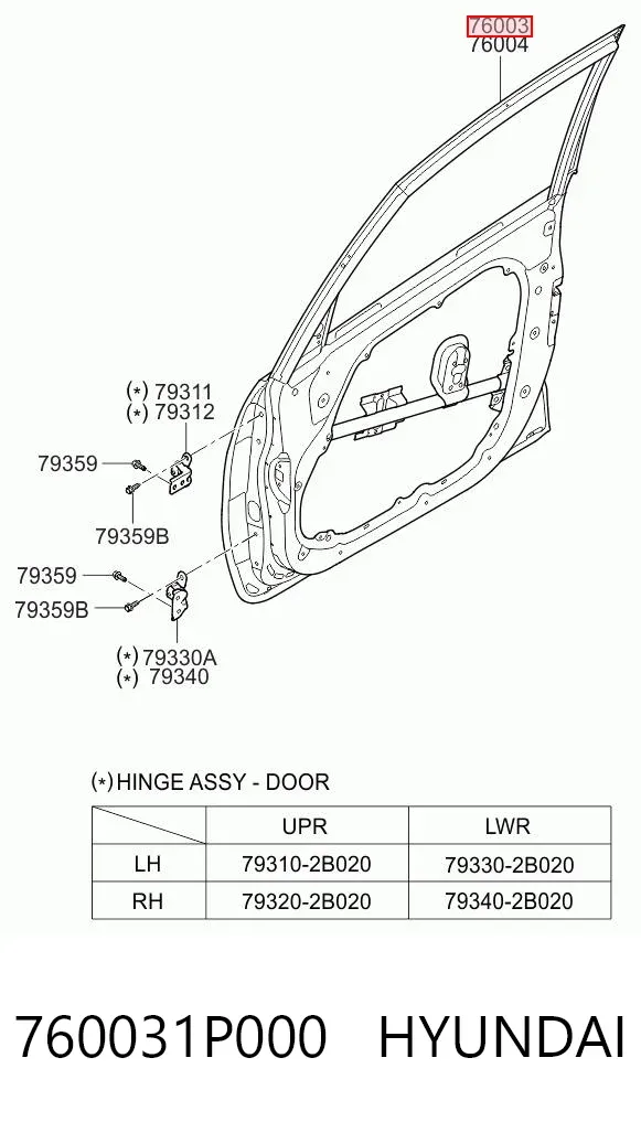 Дверь передняя левая 760031P000 Hyundai/Kia