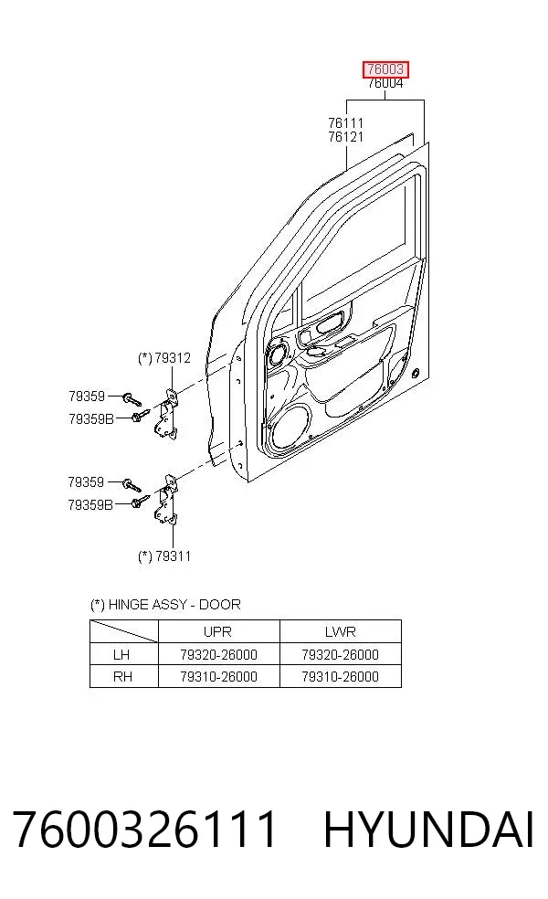 Дверь передняя левая 7600326111 Hyundai/Kia