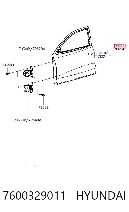 Дверь передняя левая 7600329011 Hyundai/Kia