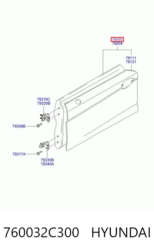 Дверь передняя левая 760032C300 Hyundai/Kia
