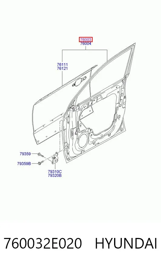 Дверь передняя левая 760032E020 Hyundai/Kia