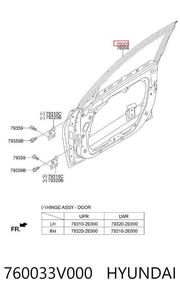 Дверь передняя левая 760033V000 Hyundai/Kia
