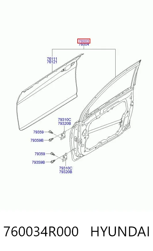 Дверь передняя левая 760034R000 Hyundai/Kia