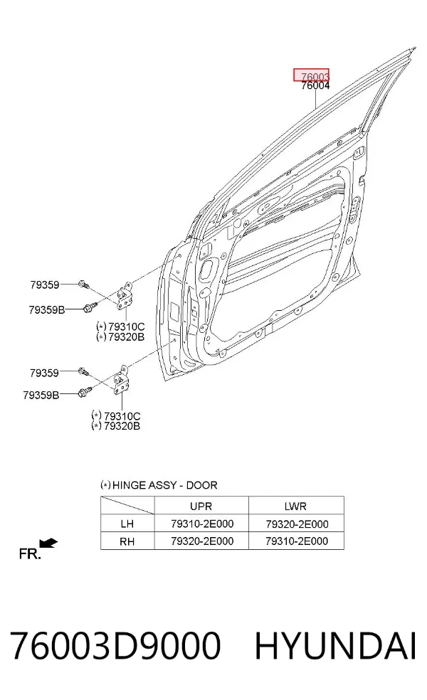 Дверь передняя левая 76003D9000 Hyundai/Kia