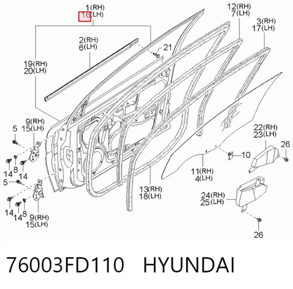 Дверь передняя левая 76003FD110 Hyundai/Kia