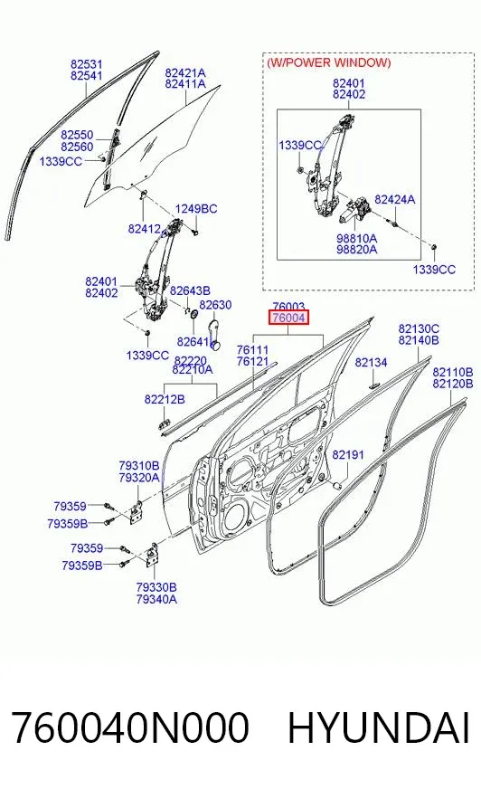 Дверь передняя правая 760040N000 Hyundai/Kia