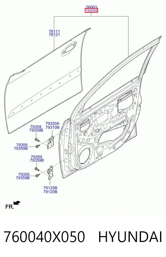 Дверь передняя правая 760040X050 Hyundai/Kia
