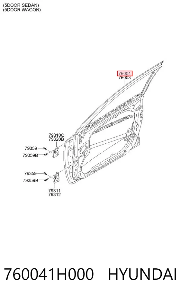 Дверь передняя правая 760041H000 Hyundai/Kia